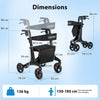 Foldable Rollator Walker with Seat and Carbon Fiber Structure for Seniors-Black