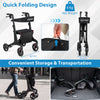 Foldable Rollator Walker with Seat and Carbon Fiber Structure for Seniors-Black