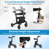 Foldable Rollator Walker with Seat and Carbon Fiber Structure for Seniors-Black
