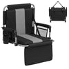 Foldable Stadium Seat 54 CM Wide Bleacher Chairs with Back Support and Padded Cushions-Grey