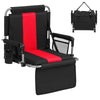 Foldable Stadium Seat 54 CM Wide Bleacher Chairs with Back Support and Padded Cushions-Red