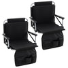 Foldable Stadium Seat Bleacher Chair Set of 2 with Back Support-Black