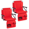 Foldable Stadium Seat Bleacher Chairs with Back Support and Padded Cushions-Red