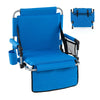 Foldable Stadium Seat with Back Support and Padded Cushions with Armrest-Blue