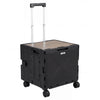 Foldable Utility Cart on 4 Rotate Wheels with Cup Holder-Black