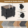 Foldable Utility Cart on 4 Rotate Wheels with Cup Holder-Black