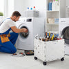 Foldable Utility Cart on 4 Rotate Wheels with Cup Holder-White