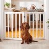 Foldable Wooden Freestanding Pet Gate for House snd Stairs-White