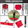 Foldable Aluminum Tennis Ball Cart Hopper Basket with Wheels-Red