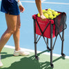 Foldable Aluminum Tennis Ball Cart Hopper Basket with Wheels-Red