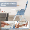 Foldable Baby High Chair with Removable Adjustable Tray-Navy