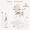 Foldable Baby High Chair with Removable Adjustable Tray-Beige