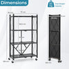 4-Tier Metal Foldable Collapsible Storage Rack with Lockable Wheels-Black