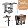 3-Piece Foldable Dining Table Set with Lockable Wheels for Small Place-Brown