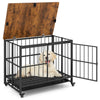 Foldable Dog Crate Furniture with Removable Tray Heavy-duty Chew-resistant Dog Kennel-L