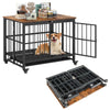 Foldable Dog Crate Furniture with Removable Tray Heavy-duty Chew-resistant Dog Kennel-M