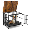Foldable Dog Crate Furniture with Removable Tray Heavy-duty Chew-resistant Dog Kennel-M