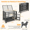 Foldable Metal Dog Cage Chew-proof Dog Crate with Lockable Universal Wheels