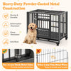 Foldable Metal Dog Cage Chew-proof Dog Crate with Lockable Universal Wheels