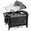 Foldable Pack and Play with 5 Adjustable Heights and Changing Table-Dark Black