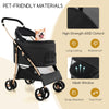 Foldable Pet Stroller with 4-Level Adjustable Canopy and Storage Basket-Black & Gold