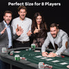 Foldable Poker Table for 8 Players Portable Oval Card Board with Cup Holders-Green