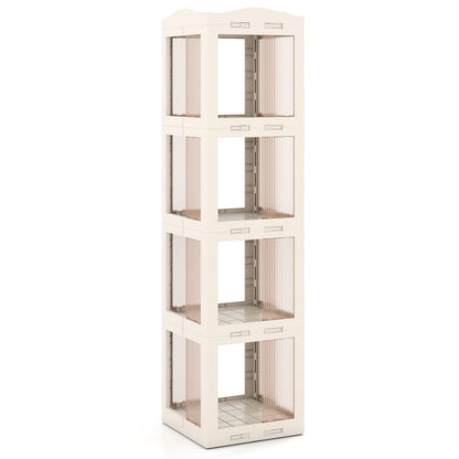 Foldable Rotating Bookshelf 4-Tier Revolving Bookshelf Tower-White