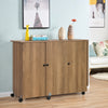 Large Foldable Sewing Table with Lockable Casters-Natural
