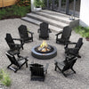Folding Adirondack Chair Weather Resistant HDPE with High Backrest-Black