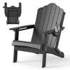 Folding Adirondack Chair Weather Resistant HDPE with High Backrest-Grey