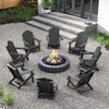 Folding Adirondack Chair Weather Resistant HDPE with High Backrest-Grey