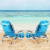 Folding Backpack Beach Chair Set of 2 with 5-Position Backrest for Adults-Blue