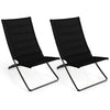 Folding Beach Chairs Set of 2 with Padded Backs and Seats for Adults-Black