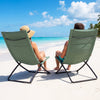Folding Beach Chairs Set of 2 with Padded Backs and Seats for Adults-Green