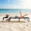 Folding Beach Sun Lounger Adjustable Face Down Tanning Chair with Face Hole and Removable Pillows-Black