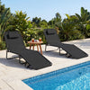 Folding Beach Sun Lounger Adjustable Face Down Tanning Chair with Face Hole and Removable Pillows-Black