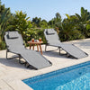 Folding Beach Sun Lounger Adjustable Face Down Tanning Chair with Face Hole and Removable Pillows-Grey
