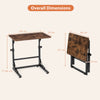 Folding C-Shaped End Table with Metal Frame for Living Room-Rustic Brown