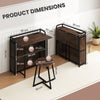 Folding Computer Desk with Stool and Storage Shelves with AC Outlets-Rustic Brown