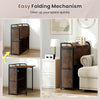 Folding Computer Desk with Stool and Storage Shelves with AC Outlets-Rustic Brown