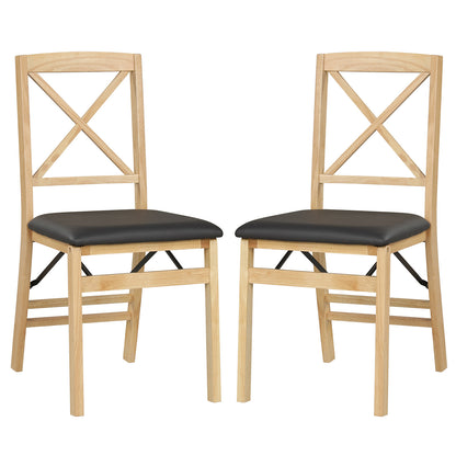 Folding Dining Chairs Set of 2 Kitchen Side Chairs with Padded Seat-Black