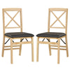 Folding Dining Chairs Set of 2 Kitchen Side Chairs with Padded Seat-Black
