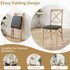 Folding Dining Chairs Set of 2 Kitchen Side Chairs with Padded Seat-Black