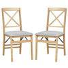 Folding Dining Chairs Set of 2 Kitchen Side Chairs with Padded Seat-Natural