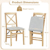 Folding Dining Chairs Set of 2 Kitchen Side Chairs with Padded Seat-Natural