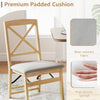 Folding Dining Chairs Set of 2 Kitchen Side Chairs with Padded Seat-Natural