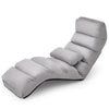 Folding Floor Lazy Sofa Chaise Lounge Sofa with Pillow-Grey