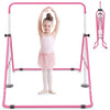 Folding Gymnastics Bar for Kids Height Adjustable Horizontal Kip Training Bar-Pink