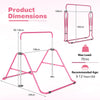 Folding Gymnastics Bar for Kids Height Adjustable Horizontal Kip Training Bar-Pink