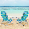 Folding Lay Flat Beach Chair with 5-Position Backrest-Blue & Green